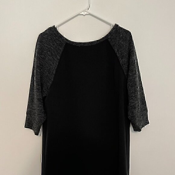 ANN TAYLOR LOFT Raglan Sleeve Colorblock Shift Dress Black Marled 3/4 Sleeve 12 - Picture 3 of 13